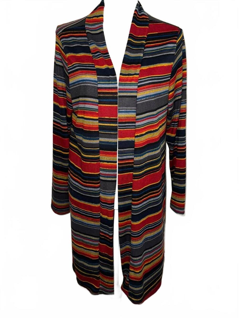 Vixen Women’s 2XL Multicolor Striped Duster Cardigan Open Front Long Sleeve